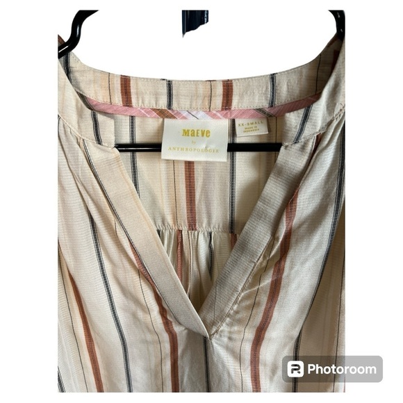 Maeve Anthropologie Boho Striped Top size XXS - Picture 3 of 5